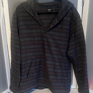 Men’s Prana cotton blend hooded pullover L grey